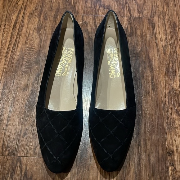 Salvatore ferragamo designer luxury suede quilted heeled loafers flats shoes 9 - Picture 2 of 16